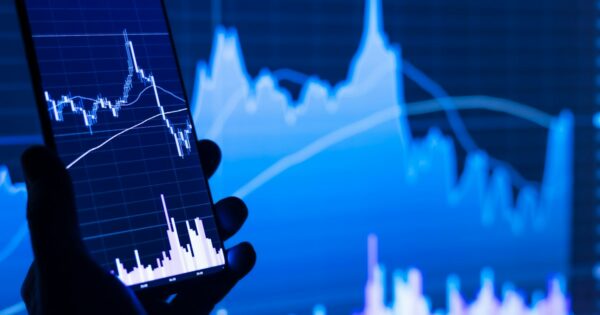 Financial market data on a screen