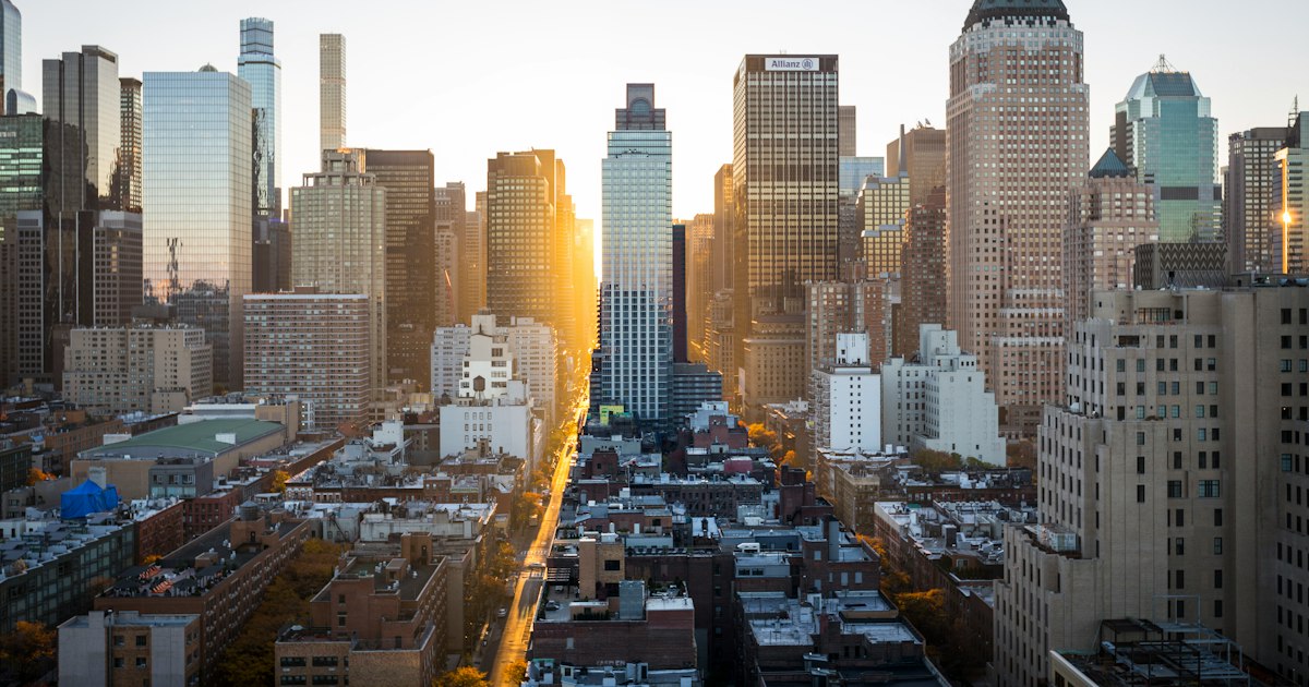 City buildings in early light