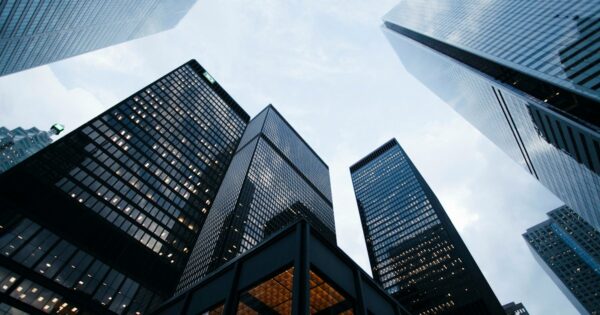 Office towers seen from below