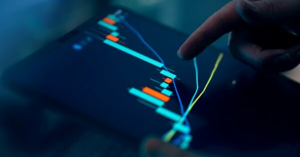 Financial analytics displayed on a tablet