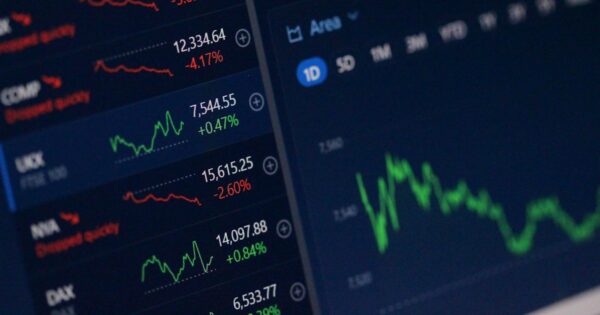 Financial chart on a digital display